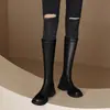 Super emagrecedor! Botas altas elásticas de sola grossa retrô estilosas da moda para pessoas baixas, botas de cavaleiro de outono para mulheres, tamanho grande 4142