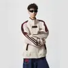Chaqueta de Marca de Moda para Primavera y Otoño con Paneles de Rayas de Color Contrastante y Cuello Alto para Hombre Estilo Retro Americano Vintage Holgada Casual