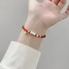 Prata 925 Fofo e Elegante Baguete Vermelha Gato Moeda Flor DIY Pulseira Feita à Mão Joia C0071