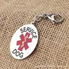 Colgante de perro de servicio con bastón de serpiente doble, llavero de acero inoxidable, etiqueta de bastón de serpiente con logo médico, joyería para llavero