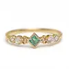 Anillo Delgado Ajustable de Cola Anillo de Cola Moda Versátil Imitación Esmeralda Natural Circonita Piedra Lunar Lujo Ligero de Gama Alta Chiba