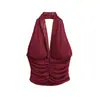 Ropa de Mujer Transfronteriza al por Mayor Malla Halter Camisola Top Mujer Verano Ropa de Abrigo Diseño Chica Picante Sentido de Diseño Nicho Top sin Mangas