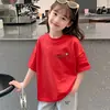 Camiseta de Manga Corta de Algodón Puro para Niñas, Nuevo Estilo Verano 2026, Top Versátil de Moda Estampado para Niños Pequeños y Mayores