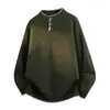 Suéter de punto con cuello Henry para hombre, estilo pareja, cosido a mano, cuello medio abierto, estilo old money, corte holgado, otoño e invierno, venta al por mayor de fábrica transfronteriza