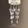 Pendientes de Aguja de Plata Transfronterizos con Borlas Tachonadas de Diamantes, Aretes Sencillos y de Moda, Lujo Ligero, Sensación de Alta Gama, Diseño Único
