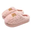 Nuevas Pantuflas de Felpa de Algodón para Mujer, Otoño/Invierno Hogar Interior Suela Gruesa Antideslizante Pareja Añadido Felpa Cálido Suela Suave Pantuflas de Algodón para Hombre
