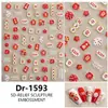 Redanco5D Relieve Popular Dibujo Animado Pegatina para Uñas Mahjong Rojo Fortuna Estéreo Pegatina para Uñas Dr1600
