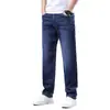 Calça Jeans Masculina Lavada Azul Nova Estilo Primavera e Outono Transfronteiriça Solta Reta Casual Elástica Longa Para Meninos Em Estoque