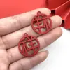 30 Estilo Chinês Vermelho Bênção Caractere Chinês DIY Acessórios de Joia Feliz Ano Novo Pingente de Paz Acessórios de Ano Novo