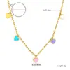 Collar de Acero Inoxidable Transfronterizo Japonés y Coreano para Mujer Dorado Dulce y Gentil Amor Color Mixto Diseño de Goteo de Aceite Sentido de Diseño Collar de Comercio Exterior para Mujer