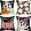 Nova Fronha de Almofada de Linho Fantasma Preto e Branco Festa de Halloween Sala de Estar Sofá Fronha Decorativa Capa de Almofada Transfronteiriça