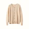 Cárdigan de cachemira para mujer con cuello redondo y adornos de pedrería, una capa base elegante y cálida de manga larga, un nuevo suéter de punto para otoño/invierno
