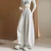 Calças off-white com barra curva para mulheres, novas calças de moletom estilo americano de outono, calças esportivas largas e fluidas, calças versáteis e que afinam com perna larga
