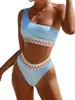 Bikini Sexy de Corte Dividido 2025 Tie-Dye Color Puro para la Costa Nuevo Bikini de Baño Europeo y Americano Estación Independiente Amazon