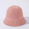 Sombrero de Pescador Pequeño de Borde Hueco Tejido de Punto Estilo Coreano para Mujer, Sombrero de Cubeta Delgado Transpirable de Verano, Sombrero de Sol de Borde Pequeño de Moda Versátil
