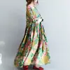 Vestido Largo de Manga Larga con Estampado Étnico Casual de Talla Grande para Mujer, Primavera y Otoño 2026
