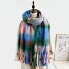 Cachecol de Mohair Xadrez Estilo Maillard Feminino Inverno Alta Qualidade Sense Shawl Cachecol de dupla utilização Estilo Coreano de manutenção de calor para Estudantes