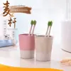 Taza para enjuague bucal, taza para cepillo de dientes, taza de lavado de material biodegradable de paja de trigo, color macarrón, ecológico