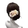Horquilla de estilo chino de primavera para el cabello con flores rosas suaves, estilo vintage, con forma de pastilla, accesorio para el cabello con forma de flor