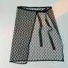 Cortina de Falda Encaje Apilado Estilo Coreano Cortina de Trasero Falda de una Pieza Delantal de Encaje Malla con Cordones Traje de Baño de Playa con Cobertor