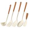 Nuevo Producto Utensilios de Cocina de Silicona Juego de 5 Piezas Blanco Diseño de Ranura para Tarjeta con Mango Extendido Silicona de Grado Alimenticio Espátula y Cuchara Resistentes a Altas Temperaturas