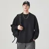 Sudadera Pesada de Cuello Redondo Estilo Minimalista Otoño 2026 para Hombre, Camiseta Base Casual Versátil Holgada de Manga Larga Color Sólido, Moderna