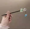 Horquilla Antigua de Imitación de Sándalo de Alta Calidad Broche Elegante para el Cabello Borla de Madera Accesorios para el Cabello Paso a Paso Hanfu Cheongsam