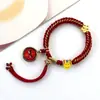 Pulsera Thangka Estilo Tíbet con Cinco Deidades de la Riqueza, Pulsera Tejida a Mano con Tara Verde y Cinco Santos, Pulsera Caja Gahu