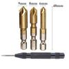 Broca chanfradora de cinco lâminas seis alças seis peças titânio-revestido 6mm-19mm conjunto preto furadeira combination abridor de furos para marcenaria