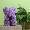 Oso de Rosa Día de San Valentín Regalo de Navidad 20 cm Oso de Flor Preservada Cruzada Oso de Flor Artificial de Espuma de Poliestireno Ramo
