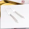 Pendientes largos de estrella modernos y sexys, pendientes de botón de nuevo estilo para mujer, pendientes colgantes elegantes y minimalistas de cinco estrellas, E536