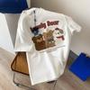 Playera Casual de Algodón Pesado de Manga Corta Tops para Mujer 2025 Verano Nuevo Estampada Suelta Blanca Ins Camiseta Básica Exportación