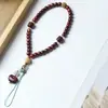 [Combinación Perfecta] Cadena para Teléfono Estilo Sándalo Verde con Colgante de Loto de Palo de Rosa, Colgante para Bolso, Regalo Creativo
