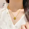Collar de Flor de Cuatro Hojas Hueca Corte Hielo Triturado Oro Arena Mismo Estilo de la Tienda de Oro Puzuo Cadena Clavicular Brillante de Gama Alta Nicho para Mujer