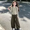 Conjunto de chaqueta cárdigan estilo coreano para niñas, nueva moda otoño 2026, atuendo elegante para principios de otoño para niñas mayores, conjunto completo
