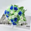 Flores Artificiales de Gran Venta Transfronteriza con Gasa de 18 Cabezas, Flores de Encaje de Cabeza Plana Simuladas, Adornos de Decoración para Escritorio del Hogar, Ramo de Novia de Rosa