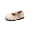 Novedad Primavera 2026 Zapatos de Cuero Calados Tejidos para Niñas, Mocasines Casuales Suaves y Cómodos para Bebés Niñas