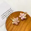 Rosa Flor de Cerejeira ~ Brincos Florais de Gotejamento de Óleo Dupla Face Retrô Francês Luxo Acessível Design de Nicho Doce Exquisitos Elegantes