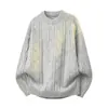 Suéter de Punto Trenzado Cuello Redondo 2026 Hombre Otoño Invierno Marca Japonesa de Moda Estilo Holgado Perezoso High Street Color Sólido Jersey Tejido