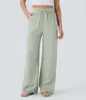 Calça Casual de Linho Wide-Leg com Cordão na Cintura e Bolsos Laterais Amazon 2025, Calça de Praia Wide-Leg Fluida com Cintura Elástica