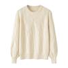 Suéter de Punto de Cachemira Pura con Cuello Redondo Universitario Suéter Suelto y Distintivo Nuevo Estilo Tejido Trenzado Perezoso Suéter de Otoño e Invierno Combinable
