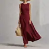 En Stock 2026 Nuevo Vestido Cruzado de Primavera/Verano para Mujer, Vestido sin Mangas con Dobladillo Asimétrico de Mezcla de Algodón y Lino