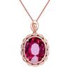 Nuevo colgante elegante europeo y americano de imitación de paloma con turmalina roja chapada en oro rosa, cadena de clavícula de moda para mujer