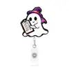 Porta-Crachá Retrátil de Alto Venda para Comércio Exterior com Glitter Fantasma Boo Clipe de Crachá Rotativo para Profissionais de Saúde, Porta-Crachá Retrátil no Atacado