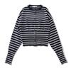 Nuevo Estilo Otoño Moda Retro Francesa Rayas Ajuste de Cintura Chaqueta Cardigan Tejida Conjunto de Shorts de Encaje para Mujer