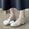 Zapatos de boda de perlas con suela blanda, zapatos de dama de honor, zapatos de mujer, nuevo estilo primavera y otoño 2026, aumento interno de altura, lazo francés, zapatos de tacón bajo para mujer