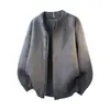 Cardigan de Tricô Masculino Outono Inverno 2026 Jaqueta Gola Alta Color Block Simples Versátil Suéter Casaco Falso de Duas Peças