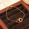 Pulsera minimalista japonesa y coreana de doble anillo redondo con incrustaciones de diamantes y perlas para mujer, lujo ligero de alta gama, versátil, nicho, con cuentas, venta al por mayor