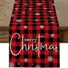 Caminho de mesa de Natal estilo nórdico com estampas de boneco de neve e árvore de Natal, toalha de mesa longa para decorações festivas, adequada para mesas de jantar, lareiras e tampos de mesa