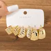 Conjunto de Pendientes Exagerados de Moda Creativa Transfronteriza Europea y Americana Set de 3 Piezas de Pendientes con Forma de C Torcidos Colgantes Círculo de Corazón